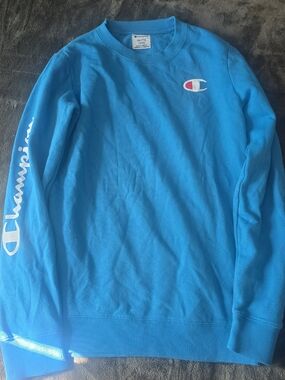 Champion Bright Blue Crewneck Sweatshirt with Logo